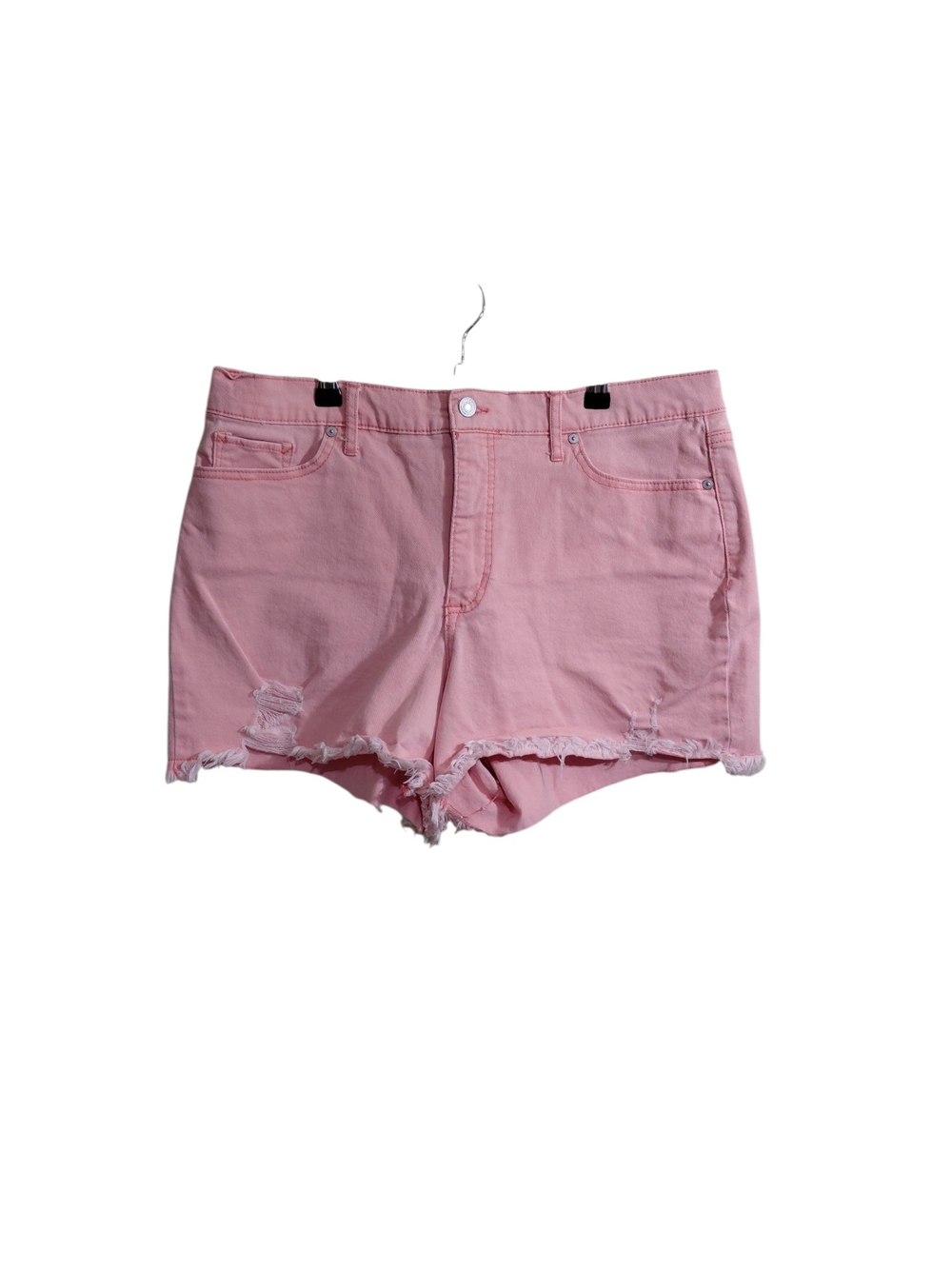 Casual Peach Distressed Denim Shorts